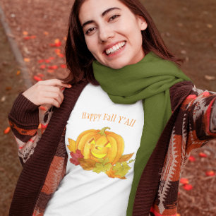 Pumpkin and Leaves Watercolor Personalised T-Shirt