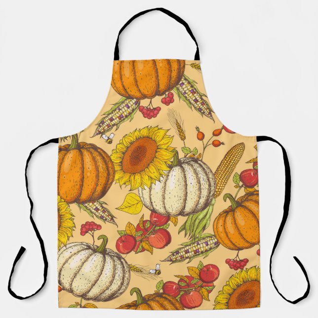 Pumpkin and Maple Leaves Pattern. Apron (Front)
