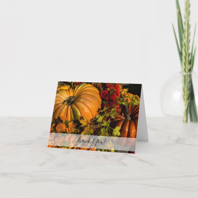 Pumpkin And Mum Arrangement Thank You Card (Front)