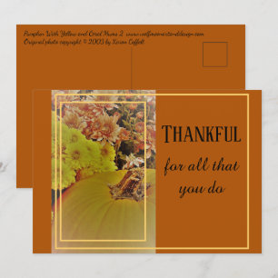 Pumpkin And Mums 2 / Thankful / 5" x 7" Postcard