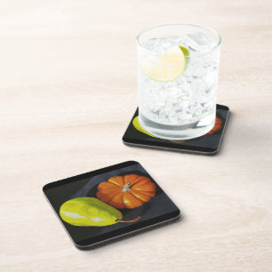 Pumpkin and Pear Plastic Coasters