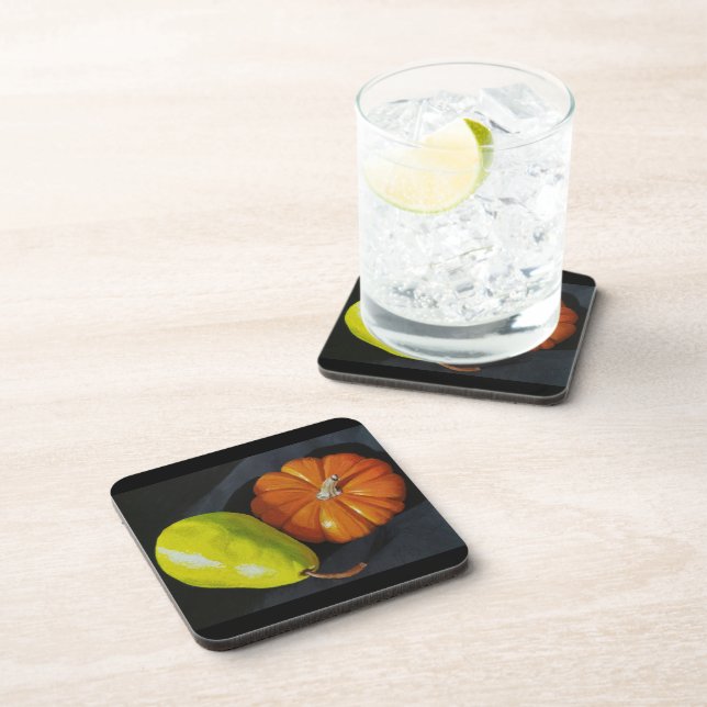 Pumpkin and Pear Plastic Coasters (Right Side)