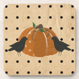 Pumpkin and Polka Dots Cork Coaster