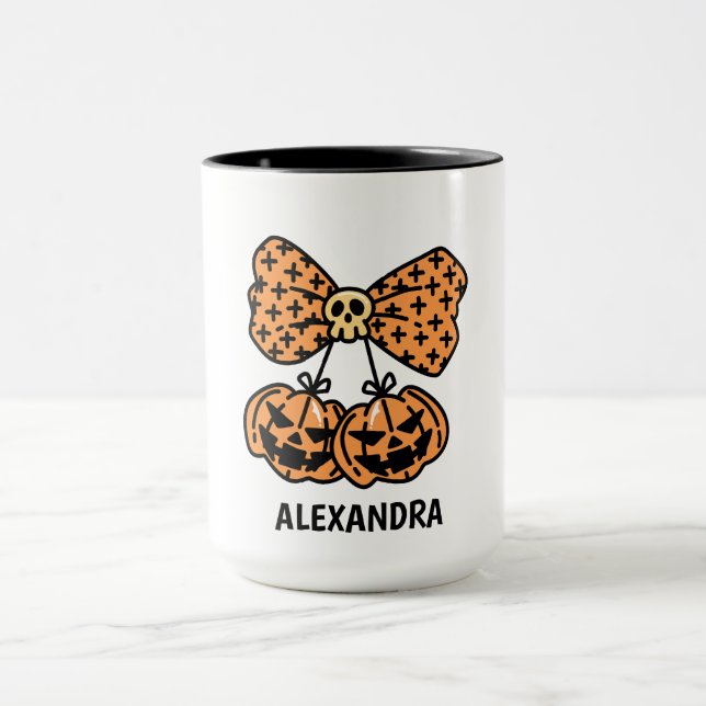 Pumpkin and skull boo Halloween Personalised Name  Mug (Center)