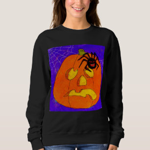 Pumpkin and Spider Abstract Halloween Art Sweatshirt