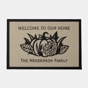 Pumpkin and Sunflower Welcome Doormat