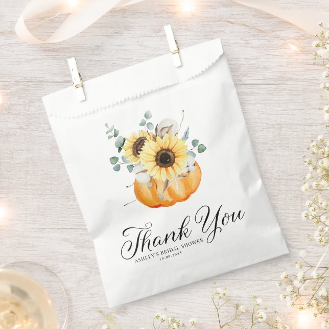 Pumpkin and Sunflowers Bridal Shower Thank You Favour Bags (Clipped)