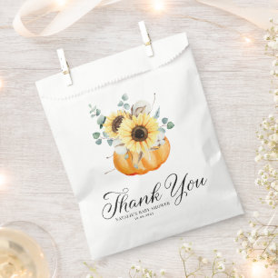 Pumpkin and Sunflowers Fall Baby Shower Thank You Favour Bags