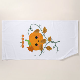 Pumpkin and Vines Sticker Beach Towel