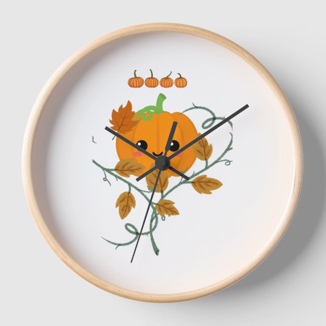 Pumpkin and Vines Sticker Clock (Front)