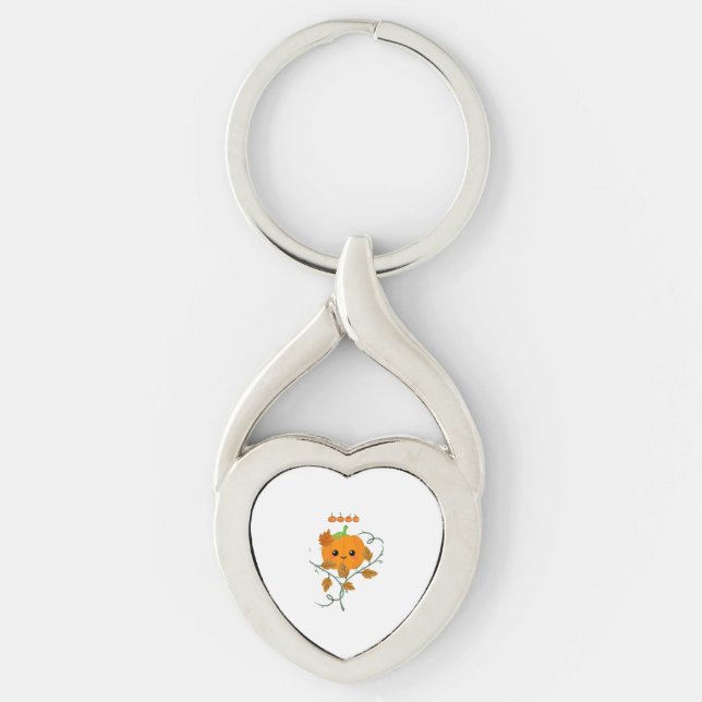 Pumpkin and Vines Sticker Key Ring (Front)