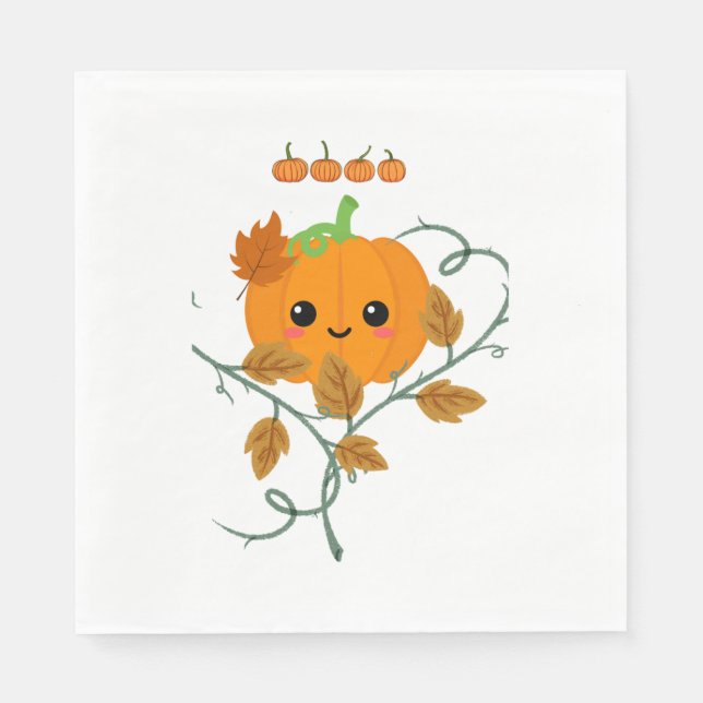 Pumpkin and Vines Sticker Napkin (Front)