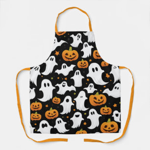 Pumpkin And White Ghost Halloween Apron Design