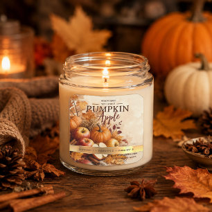Pumpkin Apple Autumn Candle Label Cosy Fall
