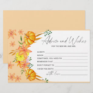 Pumpkin arch advice and wishes bridal shower stationery