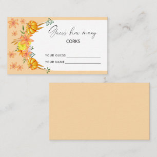 Pumpkin arch - guess how many corks bridal game enclosure card