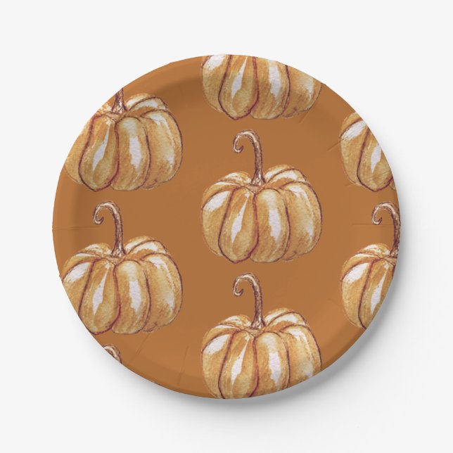 Pumpkin Art  Custom Paper Plates (Front)