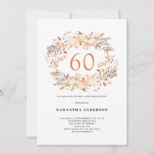 Pumpkin Autumn 60th Birthday Party  Invitation