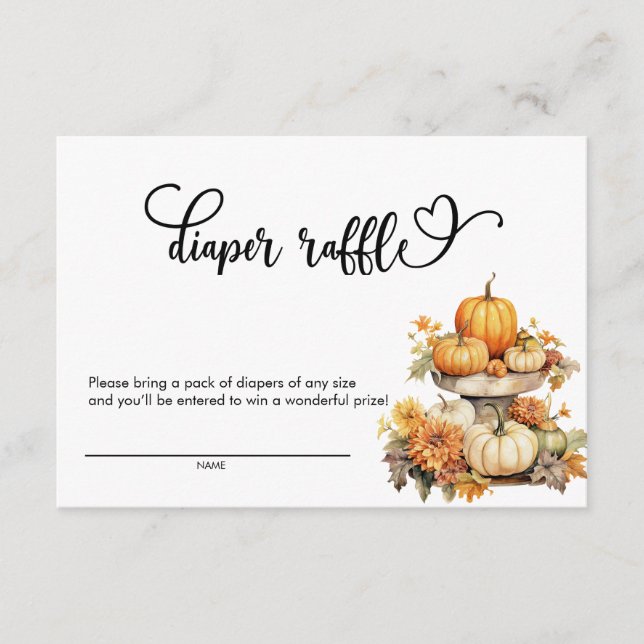 Pumpkin Autumn Baby Shower | Diaper Raffle Enclosure Card (Front)