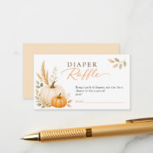 Pumpkin Autumn Baby Shower Diaper Raffle Tickets