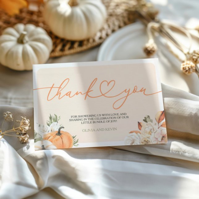 Pumpkin Autumn Baby Shower Thank You Card (Creator Uploaded)