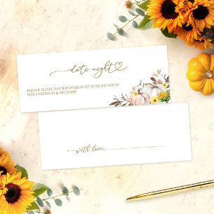 Pumpkin Autumn Bridal Shower Date Night Cards