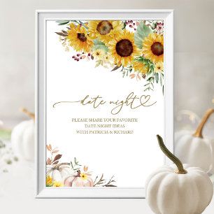 Pumpkin Autumn Bridal Shower Date Night Jar Sign