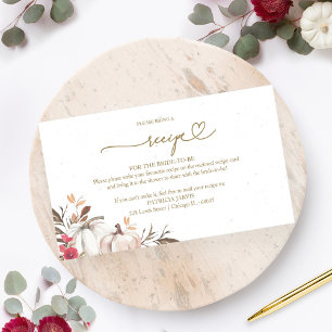 Pumpkin Autumn Bridal Shower Recipe Request Enclosure Card