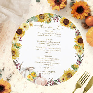 Pumpkin Autumn Circle Wedding Menu Card