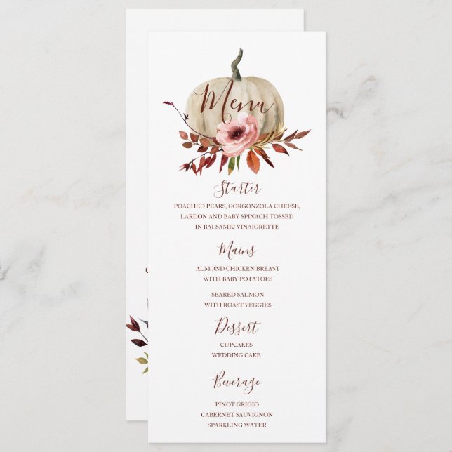 Pumpkin Autumn Dinner Menu template (Front/Back)
