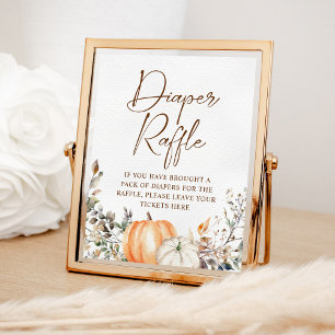 Pumpkin Autumn Fall Baby Shower Diaper Raffle Poster