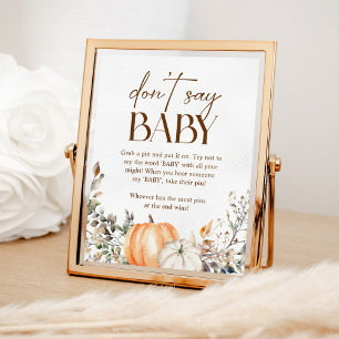 Pumpkin Autumn Fall Baby Shower Don't Say Baby Poster