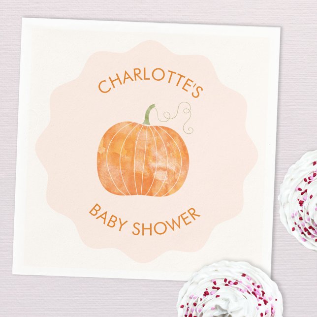 Pumpkin Autumn Fall Baby Shower Personalised Napkin (Personalized pumpkin autumn fall baby shower party paper napkins)