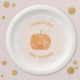 Pumpkin Autumn Fall Baby Shower Personalized Paper Plate
