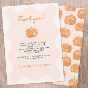 Pumpkin Autumn Fall Baby Shower Thank You Card