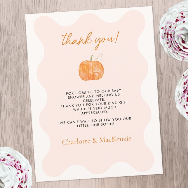 Pumpkin Autumn Fall Baby Shower Thank You Postcard (Pumpkin autumn fall baby shower thank you postcard with custom text)
