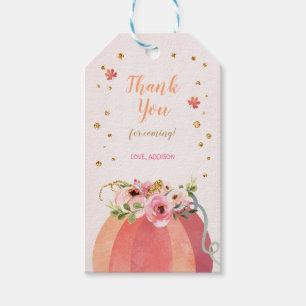Pumpkin Autumn Fall Gold Pink Floral Favour Gift Tags