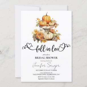 Pumpkin Autumn   Fall in Love   Fall Bridal Shower Invitation