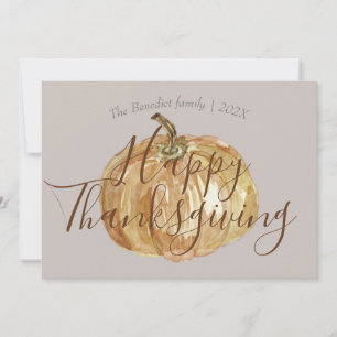 Pumpkin autumn fall leaves happy thanksgiving holiday card