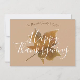 Pumpkin autumn fall leaves happy thanksgiving  holiday card