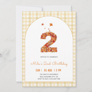 Pumpkin Autumn Fall Leaves Second 2nd Birthday  Invitation