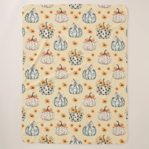 Pumpkin Autumn Fall Modern Farmhouse Porch Sherpa Blanket