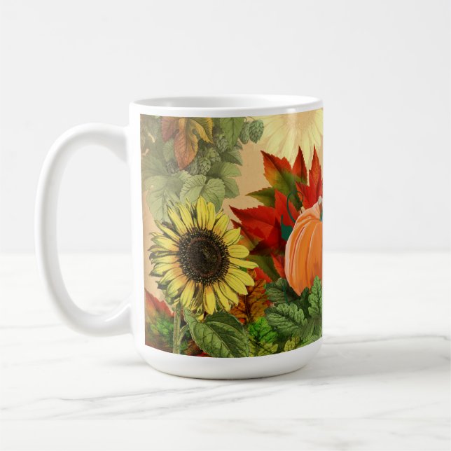 Pumpkin Autumn Fall Sunflower Coffee Mug (Left)