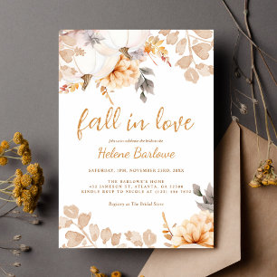 Pumpkin Autumn Floral Bridal Shower Invitation