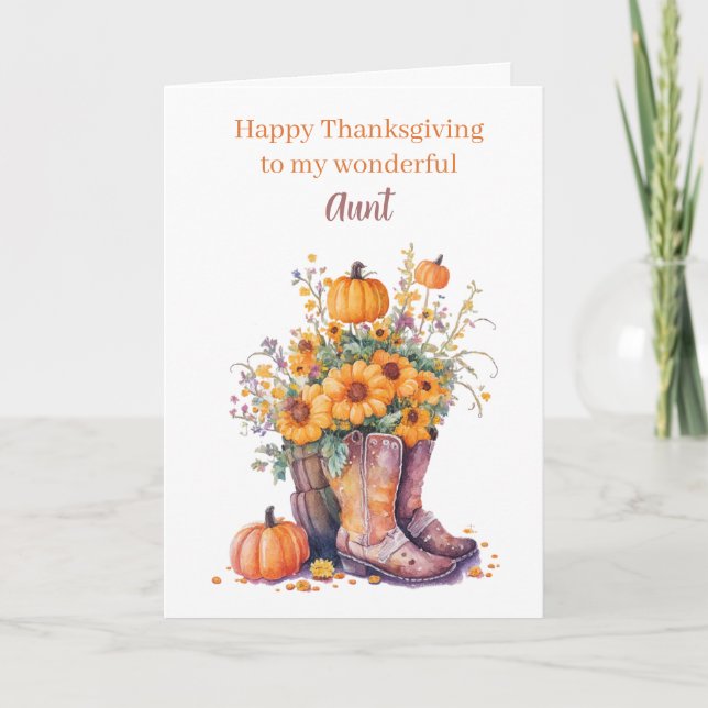 Pumpkin Autumn Happy Thanksgiving Aunt Card (Front)