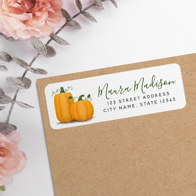 Pumpkin autumn harvest Thanksgiving return address (Creator Uploaded)