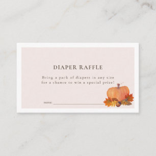Pumpkin Autumn Leaves Pink Diaper Raffle Ticket Enclosure Card