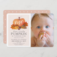 Pumpkin Autumn Leaves Pink Girl Photo 1st Birthday
