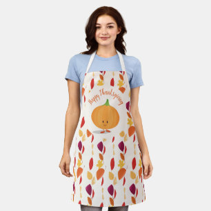 Pumpkin Autumn Leaves Thanksgiving Apron