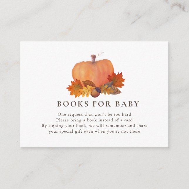 Pumpkin Autumn Leaves White Books for Baby Enclosure Card (Front)